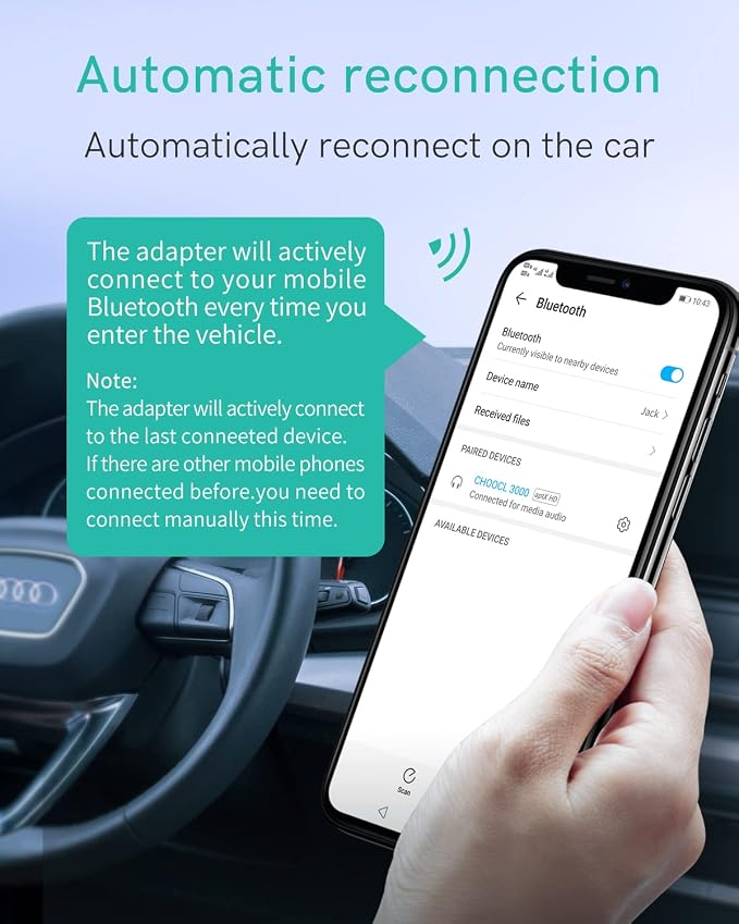 Bluetooth 5.0 Car Adapter for Audi with AMI Interface, Mercedes & Volkswagen with MDI Connector, Bluetooth Receiver with aptX-HD Sound for MMI 3G/3G+ System(Audi Symphony,Audi Concert)