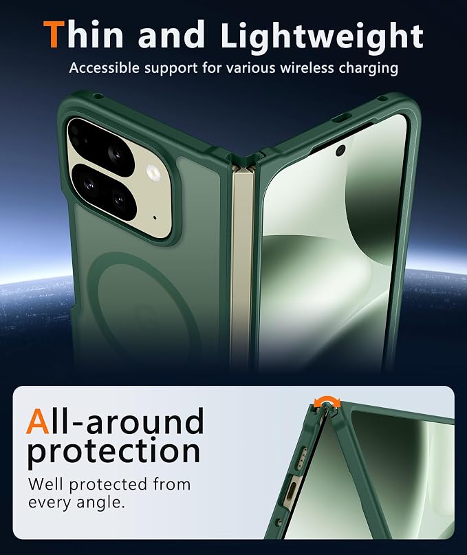 FNTCASE for Google Pixel 10-Pro-Fold Magnetic Case: Translucent Matte Textured Military Grade Drop Protection Cell Phone Cover - Slim Rugged Durable Shockproof Protective Bumper Cases
