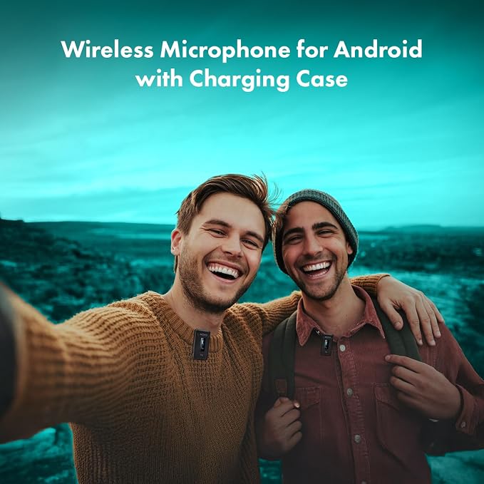 Movo WMX-2-C Wireless Microphone for USB-C Devices – Wireless Lavalier Mic System with Charging Case – Clip-On Lapel Mic for iPhone 15 and Up, Android, iPad Pro, MacBook – 7HR Battery, 328ft Range