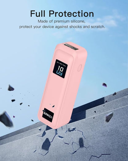 Silicone Case for Anker Prime Power Bank 220W 100mAh,Soft Silicone Protective Cover for Anker Prime Power Bank,Shockproof,Fall-Resistant,Pink