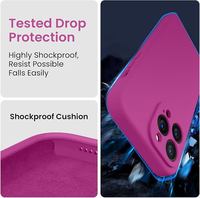 FireNova Designed for iPhone 14 Pro Max Case, Silicone Upgraded [Camera Protection] Case, Soft Anti-Scratch Microfiber Lining Inside, 6.7 inch, Shocking Pink