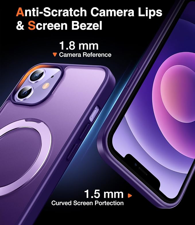 Chicfun 3-in-1 [Magnetic+Kickstand+Ring Holder] for iPhone 12/12 Pro Case Stand Ring Holder Compatible with MagSafe, Military Shockproof Protective iPhone 12/12 Pro Phone Case Kickstand Cover Purple