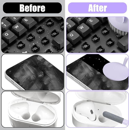 walrfid Laptop Phone Screen Cleaner Kit, Computer Keyboard Brush Cleaning Spray for iPhone AirPods MacBook iPad, 20-in-1 Electronic Device Clean Tool for Camera Earbud Car Screens (Purple)
