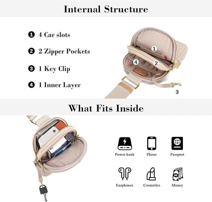INICAT Anti Theft Crossbody Bag for Women, Small RFID Blocking Sling Purse with Zipper Lock for Travel, Vegan Leather