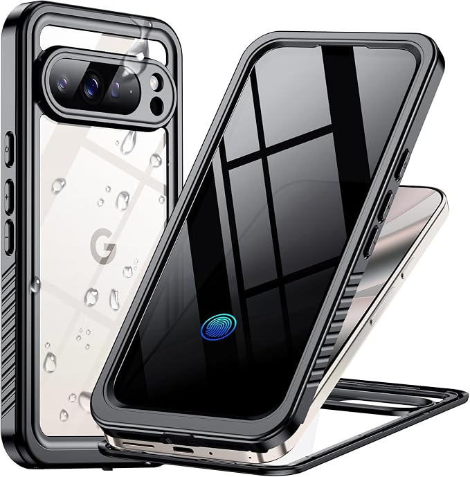 Temdan for Google Pixel 10 Pro Case Waterproof,Built-in Lens & Screen Protector[Full Body Shockproof][Military Dropproof][Dustproof][IP68 Underwater]Protective Cover for Pixel 10 Pro 6.3”-Black/Clear