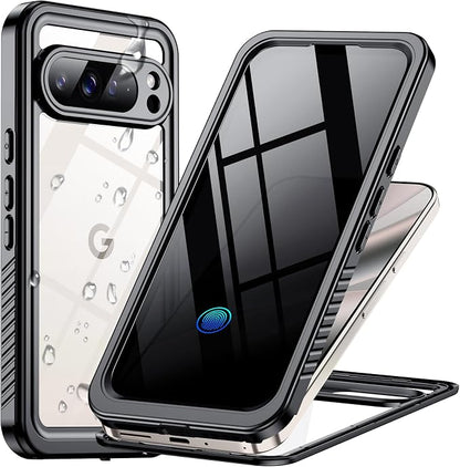 Temdan for Google Pixel 10 Pro Case Waterproof,Built-in Lens & Screen Protector[Full Body Shockproof][Military Dropproof][Dustproof][IP68 Underwater]Protective Cover for Pixel 10 Pro 6.3”-Black/Clear
