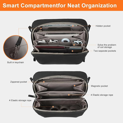 Besnfoto Electronic Organizer Travel Accessory Tech Pouch Waterproof Carrying Case for Accessories Charger, Adapter, Cables, Power Bank with Removalbe Shoulder Strap