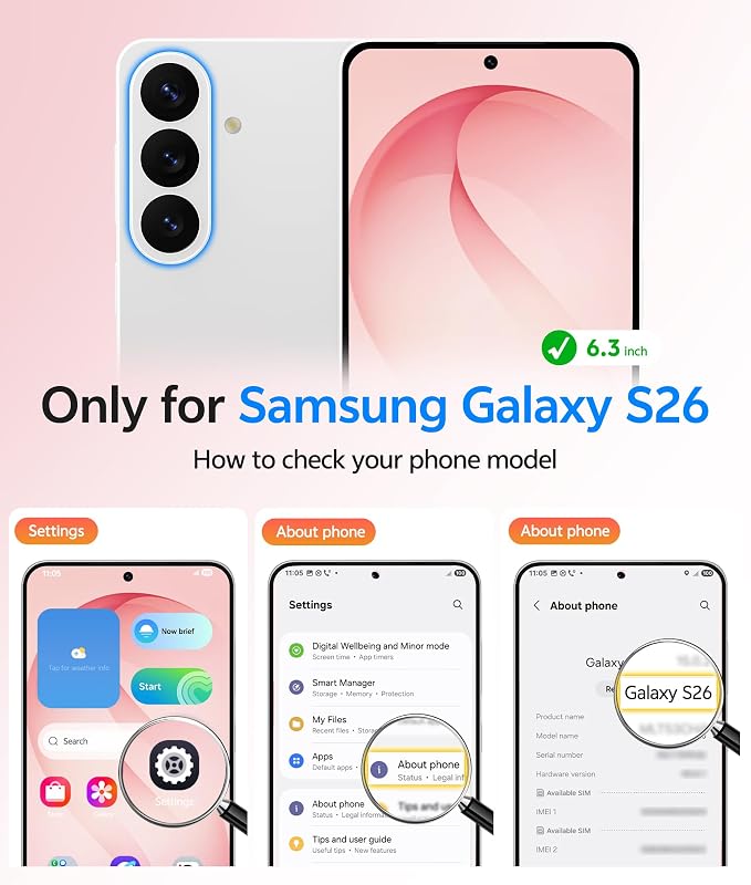 FNTCASE for Samsung Galaxy S26 Case, Fit for Magsafe, with Screen Protector | Full Camera Protection, Translucent Matte, 14FT Military Grade Drop Proof, Shockproof Protective Phone Cover, Light Pink
