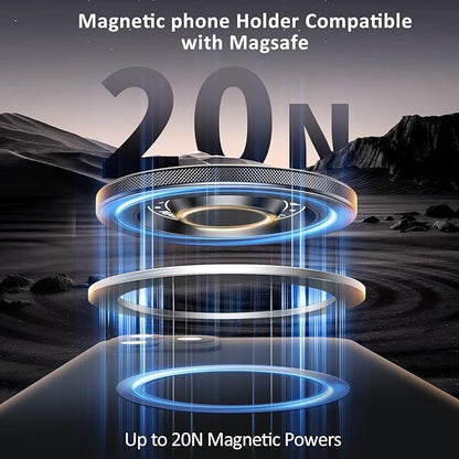 Mic Stand Phone Holder Aluminum Compatible with Magsafe iPhone 16/15/14/13/12 Plus Pro Max Series, Side Mount Cellphone Music Stand Holder for Microphone, 360° Swivel Tilt Adjustable Mic Phone Mount