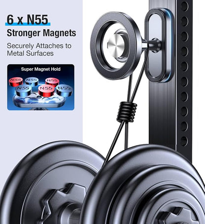 Coolpow Dual Magnetic Phone Holder for Gym Mag Safe Phone Holder【Strong Magnet】 Gym Phone Holder Camera Mount for Gym Accessories for Women Attach to Metal Surface with iPhone 17 Pro Max 16 15 14 13