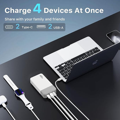 NOBIS Portable Charger 45W 20000mAh Power Bank Fast Charging | 2C+2A Battery Pack with C to C Cable, Battery Bank with Digital Display for iPhone Android Laptop etc