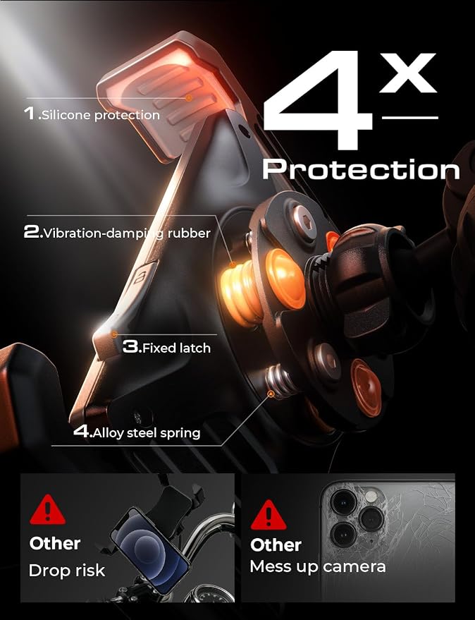 LISEN for iPhone 17 Bike Phone Holder for Motorcycle, [Compatible with Large Phone ＆ Anti-Navigation Shaking], Bicycle Phone Holder Handlebar Cell Phone Clamp for iPhone 17 Air Pro Max 16 15 Samsung