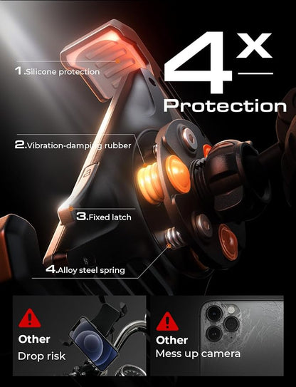 LISEN for iPhone 17 Bike Phone Holder for Motorcycle, [Compatible with Large Phone ＆ Anti-Navigation Shaking], Bicycle Phone Holder Handlebar Cell Phone Clamp for iPhone 17 Air Pro Max 16 15 Samsung