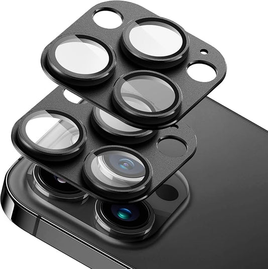 2-Pack Shatterproof Camera Lens Protector for iPhone 14 Pro/14 Pro Max |AR Tempered Glass Strong Adsorption Metal Camera Cover Screen(Black)