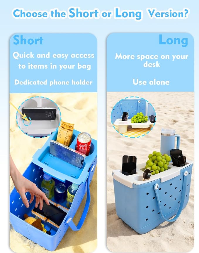 Top Cup Phone Holder Tray Storage Lid for Stanley Compatible with Bogg Bag XL Cover, Cup Organizer Holder Waterproof Silicone Multifunctional Storage Box for Outdoor Beath Camping Travel (Blue, L)