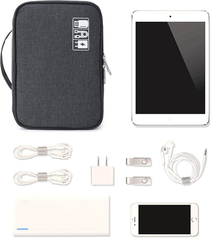 Lanola Custom Personalized Travel Cable Organizer Bag, Electronic Accessories Case Portable Double Layer Cable Storage Bag with DIY Dividers & Custom Photo Text for Men Women (Black)