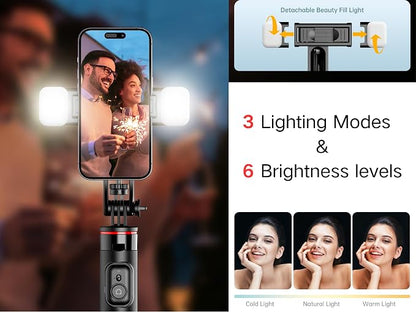 Selfie Stick Tripod for iPhone, 53" Phone Tripod with Detachable 8 LED Light, Bluetooth Remote, Stable Umbrella Base, Portable 4-in-1 Vlog Tripod for Live Stream Travel Photography, FORGERAY C13D