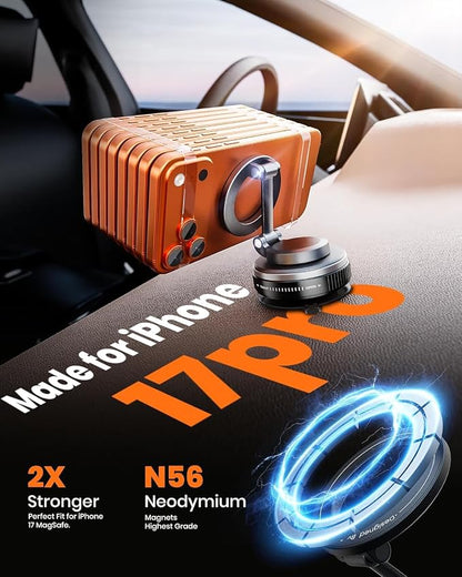 Magnetic Phone Holder for Car, Car Mount 360 Adjustable Vacuum Suction Cup, Phone Mount for Car Accessories/Windshield/Mirror/Kitchen/Gym for iPhone 17 Pro Max 16 15 14 13