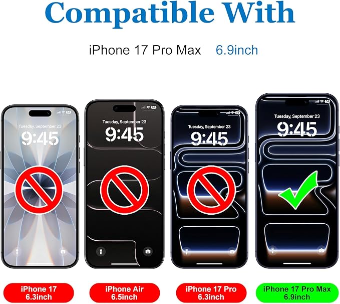 Mothca 2 Pack Matte Glass Screen Protector for iPhone 17 Pro Max[6.9 inch] + 2 Pack Camera Lens Protector, Anti-Glare & Anti-Fingerprint (Not Privacy) Tempered Glass, Bubble Free, Smooth as Silk