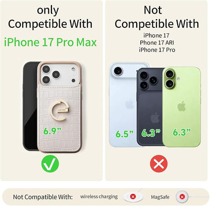 CUSTYPE Compatible with iPhone 17 Pro Max Wallet Case with Card Holder,180°Ring Holder Kickstand Card Slots Case,PU Leather Protective Case for iPhone 17 Pro Max 6.9inch-Brown