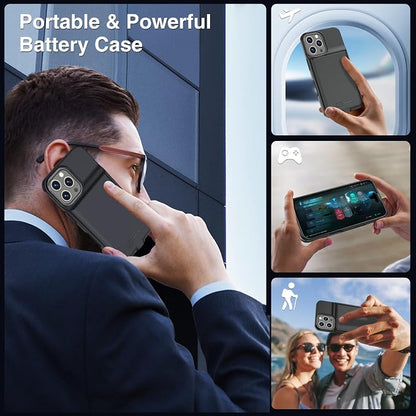 GIN FOXI Battery Case for iPhone 16 Pro, Charging Case Charger 8500mAh Rechargeable Case Ultra-Slim Lightweight 15W Fast Battery Pack Anti-Fall TPU Juice Box for iPhone 16 Pro(6.3") Black
