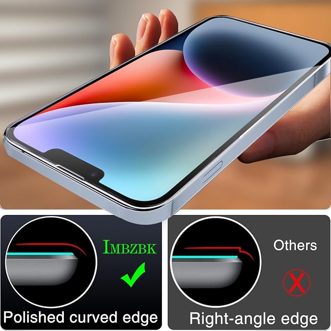 IMBZBK 3 Pack Screen Protector for iPhone 14 Tempered Glass with 3 Pack Camera Lens Protector, Accessories 9H Anti Scratch for Apple 14, 2.5D Curved, Case Friendly, Transparent