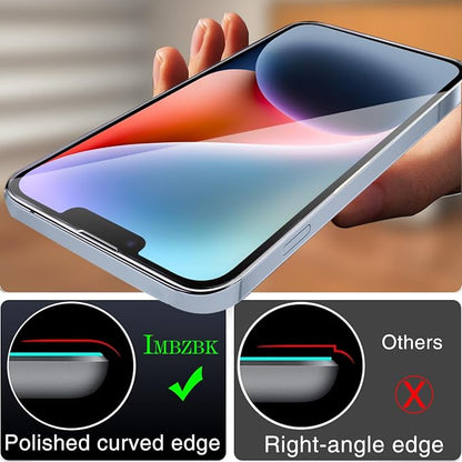 IMBZBK 3 Pack Screen Protector for iPhone 14 Tempered Glass with 3 Pack Camera Lens Protector, Accessories 9H Anti Scratch for Apple 14, 2.5D Curved, Case Friendly, Transparent