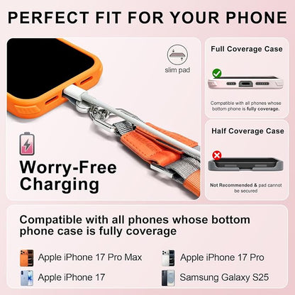 Phone Lanyard Crossbody with 2 Phone Tabs, Adjustable Anti Theft Phone Strap for iPhone & Android, Universal Skin-Friendly Cell Phone Neck Lanyard for Travel Hiking Cycling Shopping (Grey)