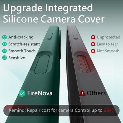 FireNova Magnetic for iPhone 17 Case, Compatible with MagSafe, [Integrated Silicone Camera Control Button] [Camera Protection] Anti-Scratch Microfiber Lining Phone Case, 6.3", Midnight Green