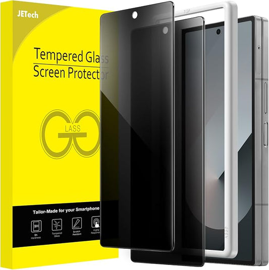 JETech Front Privacy Screen Protector for Samsung Galaxy Z Fold 6, 2-Pack | Anti-Spy Privacy Protection, Tempered Glass, Easy Installation Tool, Case-Friendly, Anti-Scratch Design