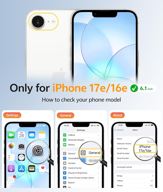 FNTCASE for iPhone 17e Case: iPhone 16e Phone Case [Compatible with Magsafe] Translucent Matte Cases with [Screen Protector] Military Grade Shockproof Protective Phone Cover - Light Blue