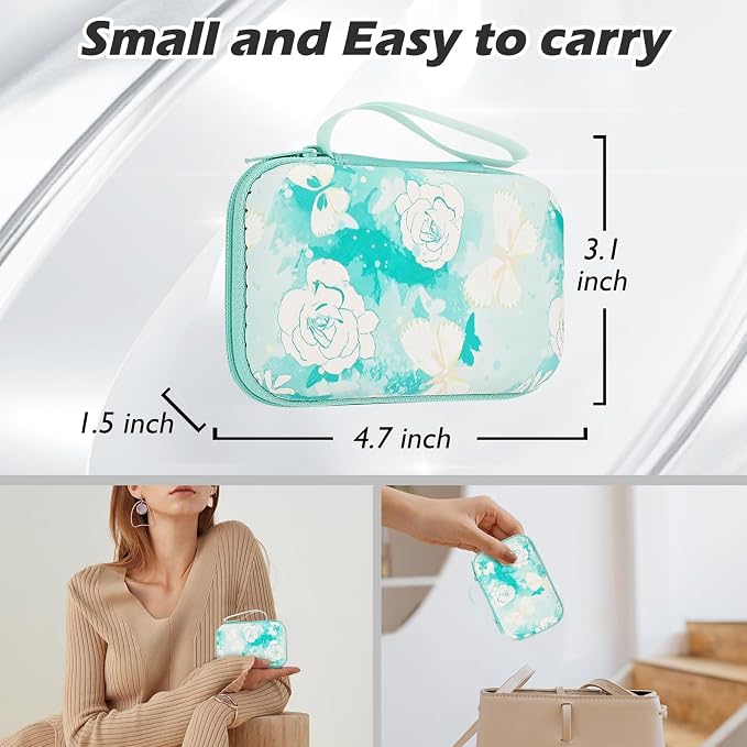 Phone Charger Case Storage Set with Rose Butterfly Cable Protector with Carrying Cable Case Bag,Cord Organizer, USB Earphone Wire Saver Organizer Charger Protector for iPhone (Rose Butterfly)