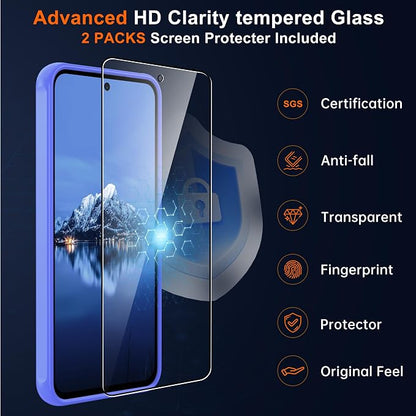 Compatible for Samsung Galaxy A56 5G Phone Case: A56 Case with 2PC Tempered Glass Screen Protector, Wireless Charging Matte Translucent Soft-Touch & Full Body Shockproof para Case Galaxy A56,Sky Blue