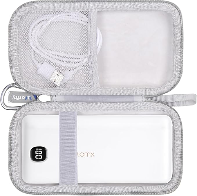 Case for VEEKTOMX Portable Charger with Built in Cables 10000mAh / 20000mAh Power Bank for iPhone with AC Wall Plug - Hard Protective Travel Carrying Storage Bag (Grey)