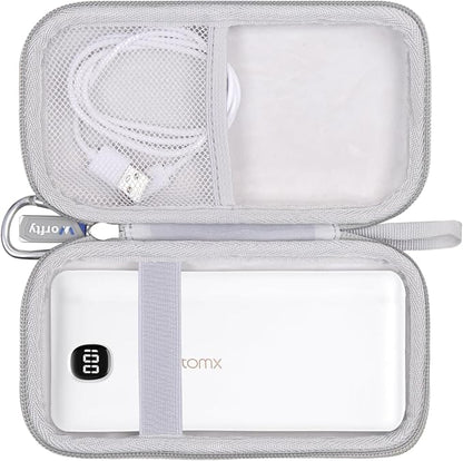 Case for VEEKTOMX Portable Charger with Built in Cables 10000mAh / 20000mAh Power Bank for iPhone with AC Wall Plug - Hard Protective Travel Carrying Storage Bag (Grey)