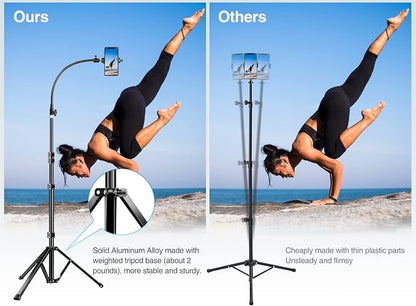 Elitehood 81" Tall Flexible Tripod Stand for iPhone with 17in Adjustable Gooseneck with Remote Compatible with iPhone 13 Pro Max / 13 Pro / 12 Pro Max, Android Phone