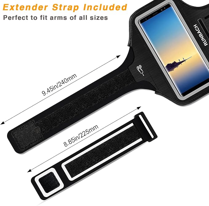 Armband for Galaxy Note 20/10+/9/8,Sweatproof Running Exercise Bag with Fingerprint Touch/Key Holder and Card Slot for Galaxy Note 20/10+/9/8(Black)