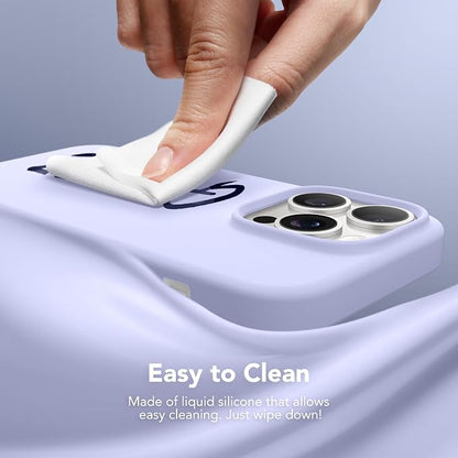 GONEZ for iPhone 14 Pro Case, Compatible with Magsafe, with Screen Protector + Camera Lens Protector, Soft Anti-Scratch Microfiber Lining, Shockproof Liquid Silicone Phone Cover, Lilac
