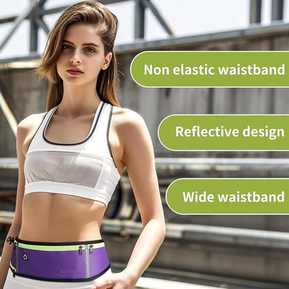 SooGree Men Women Running Belts,Slim Sport Belts,Waterproof Running Fanny Pack,Waterproof Running Waist Packs with Reflective Strip,Runner Belt for Running Walking Cycling Camping Gym (Rose)