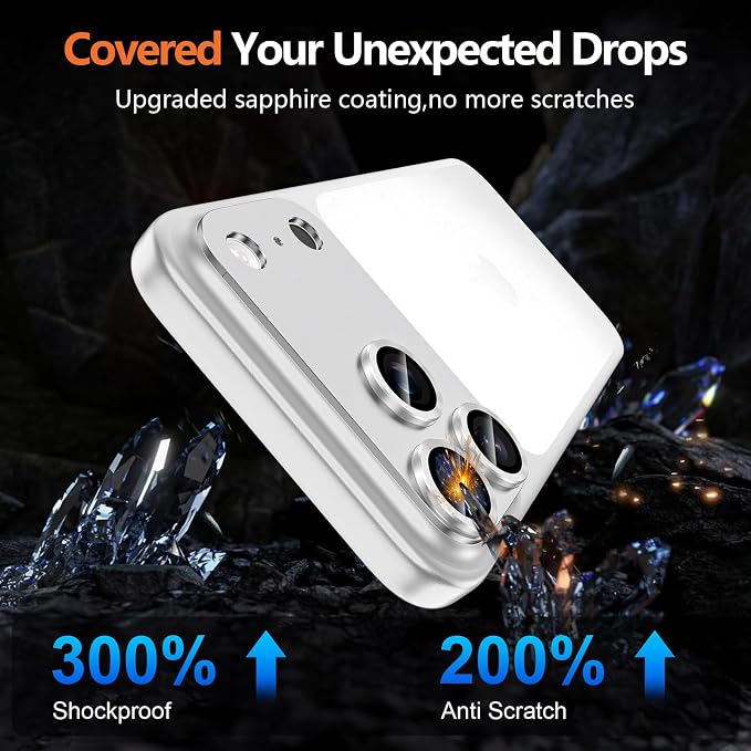 for iPhone 17 Pro Max Camera Lens Protector, [Military Grade Shatterproof] [Strong Adsorption] [Case Friendly] Full Coverage Metal Aluminum Alloy 9H Tempered Glass Camera Screen Cover, Slivery