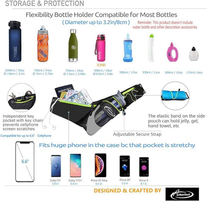 AiRunTech Running Hydration Belt with Water Bottle Holder,Hiking Fanny Pack for Phone and Wallet,Running Bag Runners Essentials Accessories Marathon Triathlon Walking Jogging Gear Gift