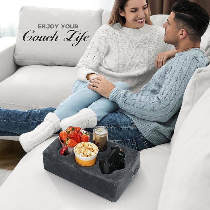 Couch Cup Holder Pillow,Couch Drink Holder,Octagon Couch Caddy for Coffee Cup,Phone,Remote,Couch Cup Holder Tray for Bed,Car,Sofa,Table