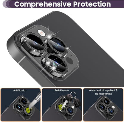 Suoman for iPhone 14 Pro Max Camera Lens Protector / 14 Pro Camera Lens Protector, Camera Cover Tempered Glass for iPhone 14 Pro Max 6.7 inch/for iPhone 14 Pro 6.1 inch [Perfectly Fit] -Bling -Black
