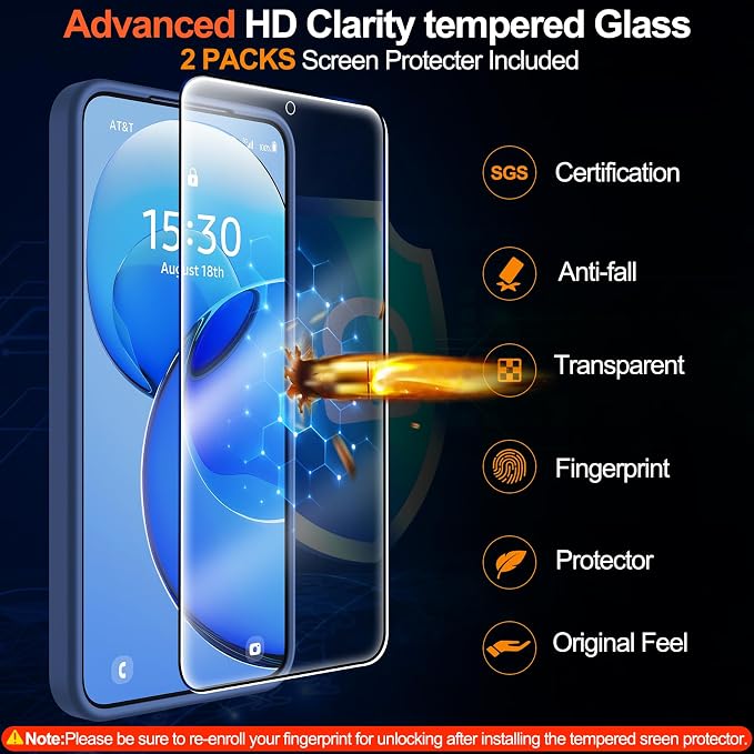 MOZOTER for Samsung Galaxy S26 Case with Magnetic,[Compatible with MagSafe][12Ft Military Dropproof][2*Screen Protector] Translucent Anti-Slip Back Slim Shockproof Case for S26-Blue