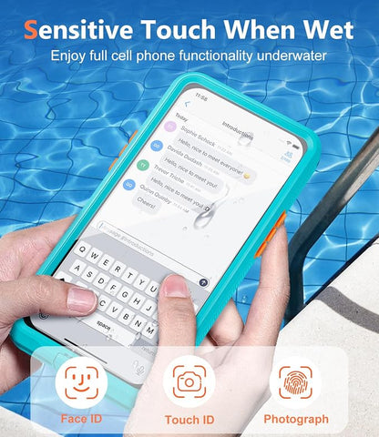 Underwater Phone Case for Snorkeling, [IP68 Waterproof] [Sensitive Inflated Touchscreen] [Precise Buttons], Only for 6.7" iPhone 15/14/13/12 Pro Max, iPhone 16/15/14 Plus, Teal