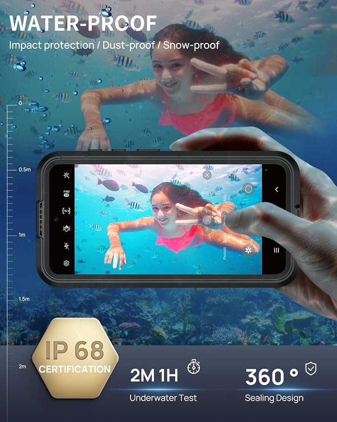 Lanhiem Magnetic for Samsung Galaxy S26+ Plus Case, IP68 Waterproof Dustproof Case, [Compatible with Magsafe] [Built-in Screen Protector] Full Body Heavy Duty Rugged Phone Cover 6.7 inch, Black/Clear