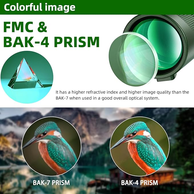 40X60 Monocular Telescope, High Power Monocular for Adults with Phone Adapter& Tripod& Hand Strap, Low Night Vision Monocular, Equipped with BAK4 Prism for Bird Watching and Traveling Concert