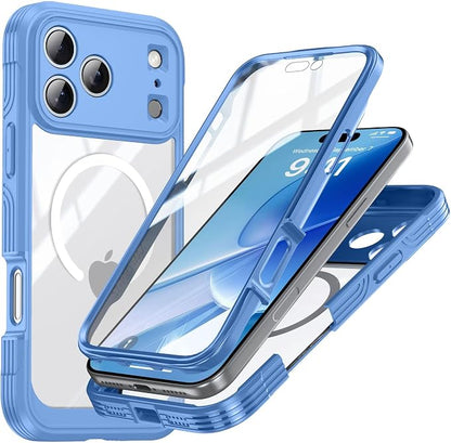 Clear Case for Iphone17pro Max/17/17Pro/17Air, Screen and Camera Protection Military Drop Cover Antiskid Soft Hard Combination Magnetic Shell (17,Blue) (17 Pro Max,Blue)