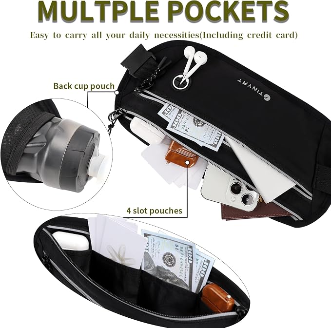Slim Running Belt for Women Men Runners Fanny Packs With Phone Holder Hidden Pockets Exercise Waist Bag for Marathon Workout