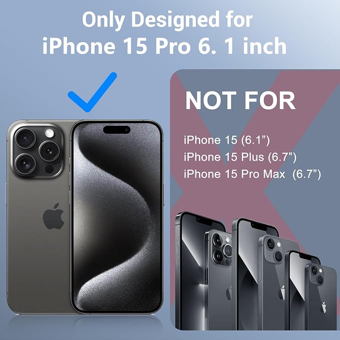 Red2Fire for iPhone 15 Pro Case Waterproof, [Built-in Screen Protector & Camera Protector][Compatible with MagSafe][Full Body Shockproof][IP68 Waterproof][Dustproof] Phone Case 6.1" Blue/Clear